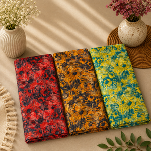 ผ้าพิมพ์ลายดิจิทัลลายดอกไม้สีสันสดใส ผ้าฝ้ายวอยล์ 100% |   ผ้าทูบซูดานลายสดใส กว้าง 58 นิ้ว ทำจากผ้าฝ้ายเนื้อนุ่ม - Product Image 1