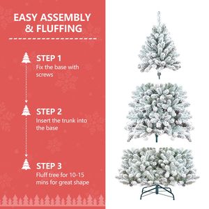 Árbol de Navidad Artificial de PVC Preiluminado de 7 pies con Ramas Articuladas y Piñas Decorativas - Product Image 4