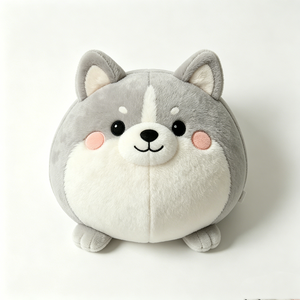 Peluche Personalizado de Shiba Inu, Suave y Esponjoso |   Peluche de Perro Gris Suave, Regalo para Niños - Product Image 2