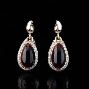 Pure Solid S925 Sterling Silver Black Onyx Gemstone Charm Pendientes Venta al por mayor Proveedor de joyería - Product Image 2