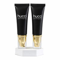 Kemasan Tube Kosmetik Hitam Matte Berkualitas Tinggi Custom D30 30ml-60ml untuk Krim Mata dan Krim BB dengan Pompa Airless