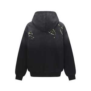 Sudadera con Capucha Negra con Diseño de Salpicaduras de Pintura para Hombre, Estilo Casual Urbano, Manga Larga, Sudadera de Invierno, Corte Holgado - Product Image 4