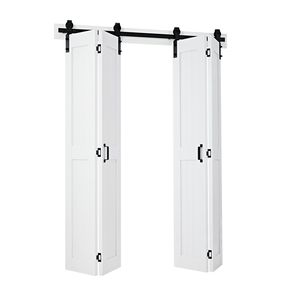 Porta Scorrevole a Soffietto in MDF da 48 x 84 Pollici, Design Salvaspazio a Telaio a H, Preassemblata con Kit Ferramenta Incluso - Product Image 1