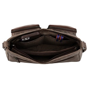 <b>Men</b> Genuine Leather Crossbody Messenger <b>Bag</b> with Zipper Closure for Tablet-Durable for Travelling Daily Use & <b>Work</b> - Product Image 4