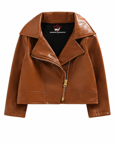 WARPRO INDUSTRY Unisex Brown PU Leather Motorcycle Jacket Stand Collar Asymmetric Zipper Cotton <b>Lined</b> Autumn Fashion <b>Coat</b> for - Product Image 1