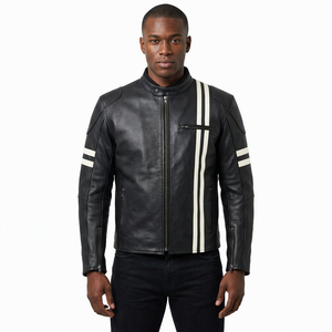 Veste de motard en cuir sur mesure avec poches pour protections amovibles Fabricant OEM - Product Image 5