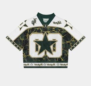 Camisetas deportivas de malla con cuello en V de fútbol americano de gran tamaño, hechas a medida, de alta calidad, estilo boxy, cortas para hombre - Product Image 6