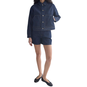 <b>Women's</b> Denim <b>Chore</b> <b>Jacket</b> Relaxed Fit Organic Cotton Workwear Premium Outerwear Custom Private Label OEM Manufacturer - Product Image 5