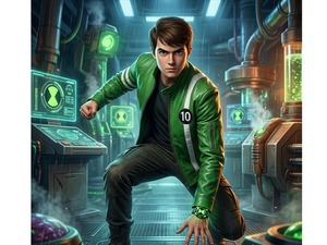 Ben 10 Green Real <b>Leather</b> Jacket Biker Cosplay Costume Comic Con <b>Outfit</b> - Product Image 4