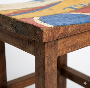 Handmade Rustic Reclaimed Boat Wood <b>Stool</b> Colorful Vintage Wooden Low Chair For Home Decor Garden Living Room Small Furniture - Product Image 3