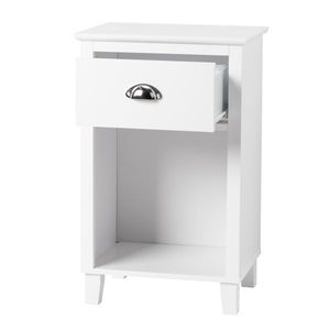Comodino Moderno e Semplice in MDF Bianco Verniciato a Spruzzo, 40*30*63cm, con Gambe Alte e Due Cassetti, Arredamento per Camera da Letto - Product Image 5