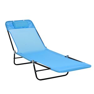Silla Reclinable Plegable para Exteriores con Asiento de Malla Transpirable y Reposacabezas, para Tomar el Sol en la Piscina - Product Image 1