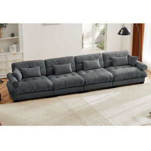 Divano Componibile in Velluto Super Confortevole e Oversize, con Braccioli Ergonomici Rinforzati e Seduta Profonda, Stile Cloud per Soggiorno - Product Image 1