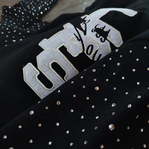 Chándal de invierno para hombre, estilo urbano, de tejido grueso, con efecto desgastado, bordado, vintage, lavado ácido, con pedrería, unisex, ecológico - Product Image 2