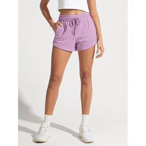 Shorts en polaire pour femme avec poches latérales, coupe décontractée, écologiques, 220g, doux et confortables, pour la détente, avec cordon de serrage, taille mi-haute, chauds pour l'hiver - Product Image 4