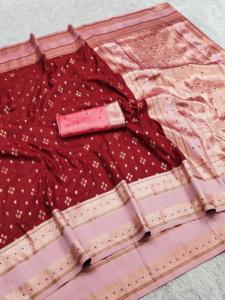 Sari Tradicional Indio de Seda Banarasi con Trabajo de Tejido Zari para Bodas y Eventos Festivos, Atuendo para Mujer - Product Image 2