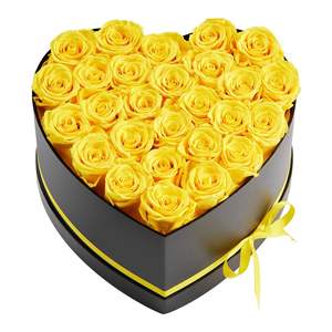 Flores Eternas, 27 Rosas Amarillas Preservadas en Caja con Forma de Corazón, Ramo Inmortal para Cumpleaños, Aniversario, Días Festivos, San Valentín - Product Image 1
