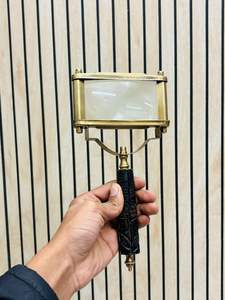 Brown Antique Brass Rectangular Magnifying Glass with Wooden Handle | <b>Vintage</b> <b>Desk</b> & Reading Magnifier - Product Image 5