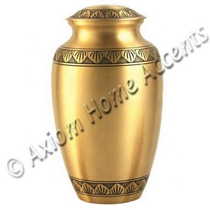 Brass Cremation Urn With Elegant Detailing and Glossy Finished for a Timeless <b>Memorial</b> by Axiom Home Accents - Product Image 2