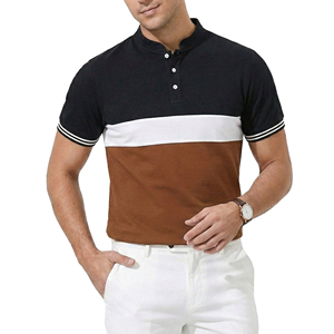 Camisas Polo Personalizadas con Logotipo Propio para Hombre, Cuello Mao, Bloques de Color, Manga Corta, Estilo Henley, Venta al por Mayor, Corte Ajustado, Camisas Polo de Golf - Product Image 2