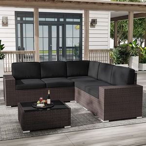 Waterproof Outdoor PE Wicker <b>Rattan</b> <b>Sofa</b> Set Modern Garden Patio Furniture Cushions for Courtyard Villa Hotel Park Farmhouse - Product Image 5