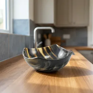 Bol en corne de buffle, artisanal, poli, corne naturelle, bol de service, vaisselle artisanale décorative pour la maison, la cuisine, la salle à manger, le restaurant - Product Image 5