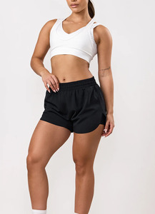 Shorts de sport et d'activités pour femmes, double couche, 2-en-1, légers, avec logo personnalisé, taille élastiquée, très demandés - Product Image 3
