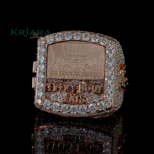Anillo de Diamantes de Plata 925 con Oro Rosa para Hombre, Corte Brillante Redondo, Diamantes Cultivados en Laboratorio, Estilo Hiphop, Uso Diario - Product Image 1