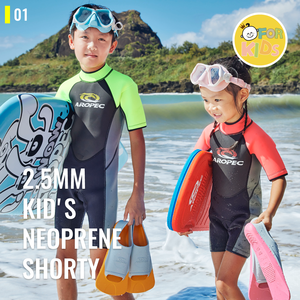 Combinaison courte en néoprène Aropec 2,5 mm pour enfants, fermeture éclair avant, coutures plates, maillot de bain thermique pour enfants pour le surf et la plongée OEM/ODM - Product Image 2