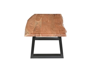Mesa de centro con patas plegables de hierro/madera, tablero de borde natural, color negro/natural, de madera de acacia, precio al por mayor - Product Image 4
