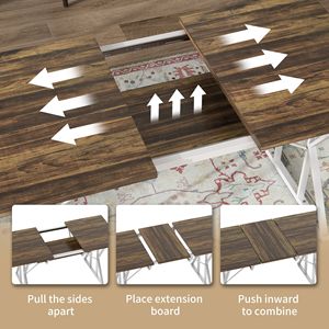 Tavolo da Pranzo Ovale Allungabile Stile Fattoria 63''x47'' con Base a Cavalletto Robusta Marrone - Per Sei Persone - Product Image 5