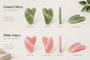 หินออนิกซ์ธรรมชาติรูปหัวใจสำหรับนวดหน้า สีเขียวชมพู ขัดเงา ดูแลผิวพรรณเพื่อสุขภาพ - Product Image 2