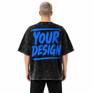 T-shirt surdimensionné personnalisé avec logo pour homme, style streetwear, délavé à l'acide, respirant, écologique, en coton vieilli, manches courtes, col rond, jersey - Product Image 2