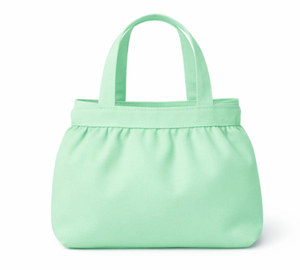 Custom logo Mint Green Mini <b>Canvas</b> <b>Tote</b> Bag with White Bow Handled style Storage Bag for Baby Shopping Medium Size Daily Use - Product Image 2