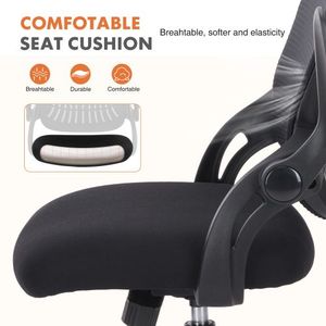 Chaise de bureau ergonomique avec soutien lombaire, dossier mi-haut en maille, réglable en hauteur, pivotante, pour tâches de bureau, siège plus large pour cadres - Product Image 6