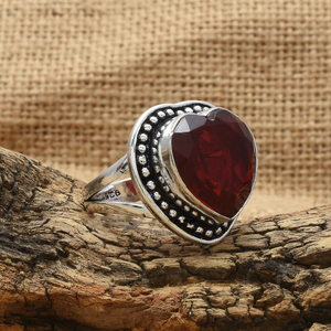 Natural Red <b>Garnet</b> Heart <b>Ring</b> 925 <b>Silver</b> Handmade Jewelry Romantic Promise Wedding Anniversary Valentine <b>Ring</b> for Her - Product Image 1