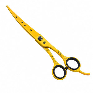 Tijeras Profesionales para Adelgazar el Cabello, Color Amarillo, Acero Inoxidable, Hojas Afiladas, para Diestros, Mango de Plástico con Diseño de Huella de Pata - Product Image 2