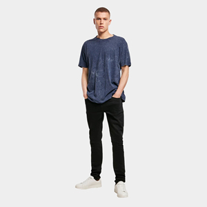 T-shirts pour hommes en coton tricoté 100% délavé à l'acide, respirants, à manches courtes, coupe régulière, longueur longue, personnalisables avec logo, vente en gros - Product Image 1