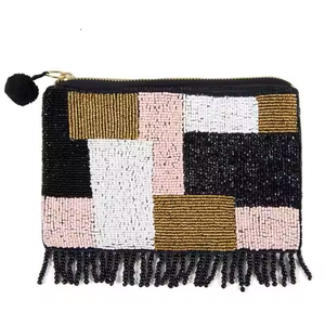 Trendy <b>Seed</b> Beads Coin Pouch With Floral Embroidery Design Custom Style Beaded Coin Pouch With Fine <b>Seed</b> Bead Craft - Product Image 2