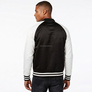 Veste universitaire d'hiver pour homme, noire et blanche, broderie dragon, col montant, fermeture à bouton unique, coupe classique, style décontracté, coupe-vent - Product Image 3