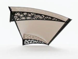 Auvent en fer forgé pour entrées de villas, design européen, structure en fer résistante à la rouille, toit en verre à motifs, montage facile - Product Image 1
