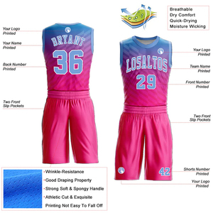 Ensemble short et maillot de basket personnalisés par sublimation, motif personnalisé, sans manches, anti-humidité, 100 % polyester, adulte unisexe - Product Image 5