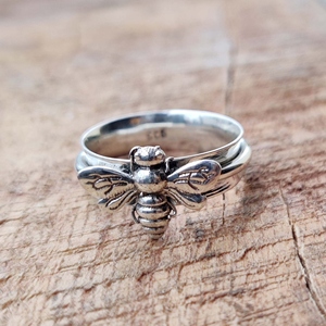 แหวนเงินแท้ 925 รูปผึ้งหมุนได้ ทำมือ แหวนนิ้วโป้งแบบหมุนได้ สำหรับทุกเพศ เหมาะสำหรับงานแต่งงานหรือเป็นของขวัญในงานปาร์ตี้ - Product Image 6