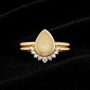 925 Sterling Silver Pear 10x8mm <b>Blank</b> Bezel Zircon Engagement <b>Ring</b> Stackable Curved Wedding Band Breastmilk Keepsake DIY <b>Ring</b> - Product Image 1