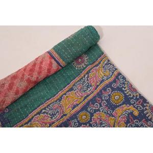 Indian Printed Cotton Kantha <b>Quilt</b> Vintage <b>Handmade</b> Reversible Gudri Bedcover for Bed Sofa Couch - Product Image 4