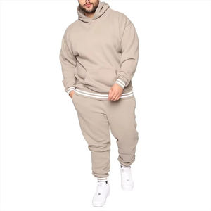 Ensemble de survêtement professionnel deux pièces pour homme grande taille, avec logo personnalisé, en coton 100% uni de haute qualité - Product Image 1