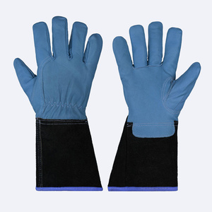 Gants de soudage TIG en cuir de chèvre et croûte de cuir de vache de qualité supérieure, résistants à la chaleur, à manchette longue, pour la sécurité industrielle et la protection des mains - Product Image 5