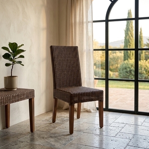 New Modern Minimalist Dark <b>Brown</b> Woven Rattan <b>Dining</b> <b>Chair</b> Wood Eco-Friendly Kitchen Restaurant Seating Furniture Accent Armchai - Product Image 2