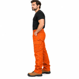 Pantalones de Trabajo de Alta Visibilidad Color Naranja para Hombre, con Bolsillos Tipo Cargo y Paneles en las Rodillas, Resistentes al Fuego, Fabricados en Fábrica, para Soldadura - Product Image 3