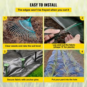Heavy Duty 5.8oz Landscape <b>Fabric</b> Garden <b>Netting</b> 3ft X 300ft Black Weed Barrier Cover Mat Woven Grass Control Geotextile Garden - Product Image 5